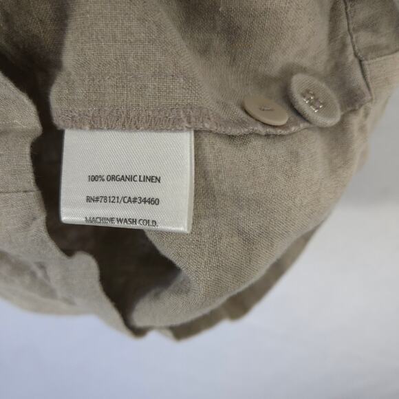 Eileen Fisher Shorts Womens PS Light Brown Bermuda 100% Organic Linen Canvas - Picture 8 of 9